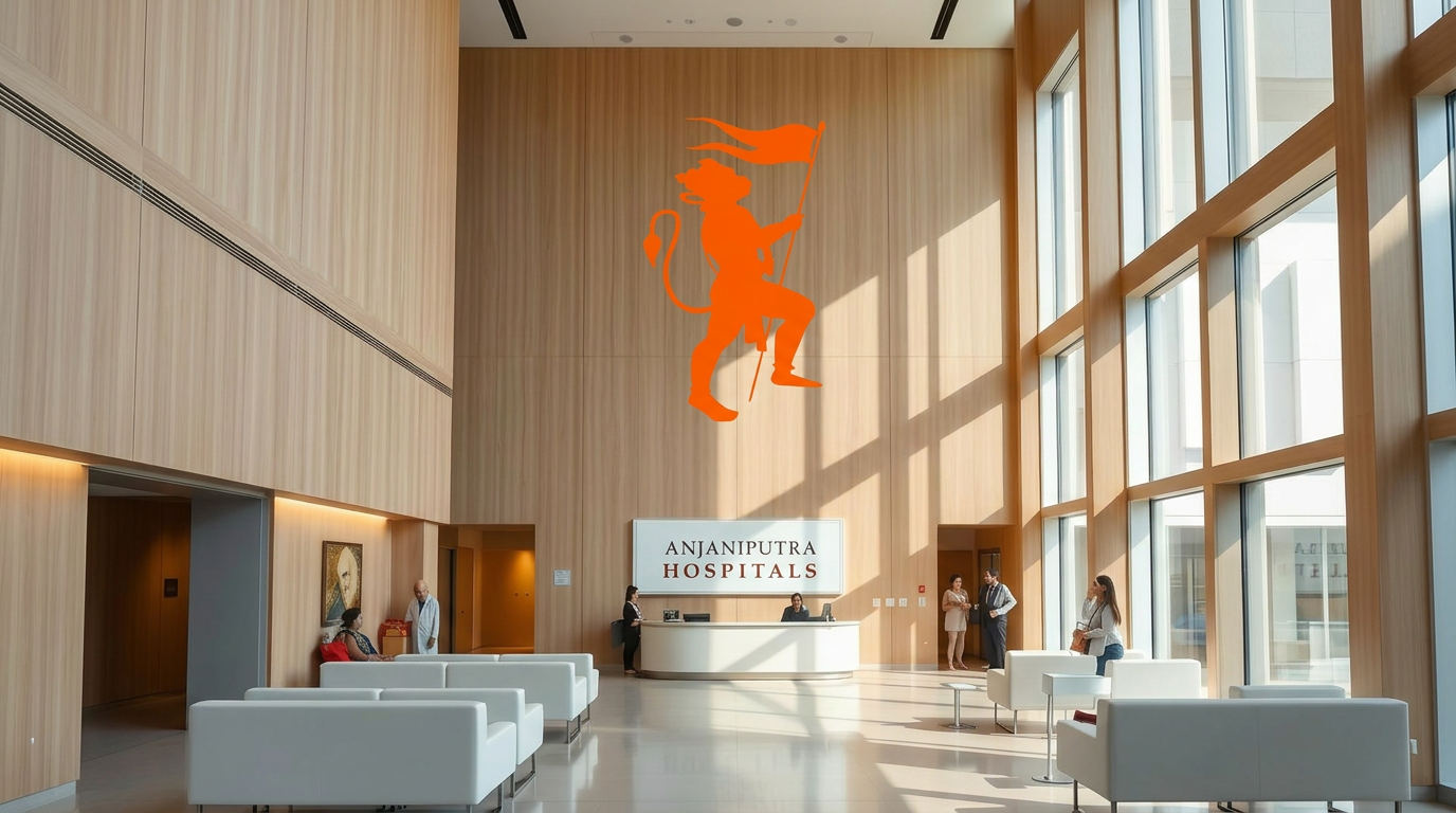 Anjaniputra Hospitals Toronto reception with double-height lobby